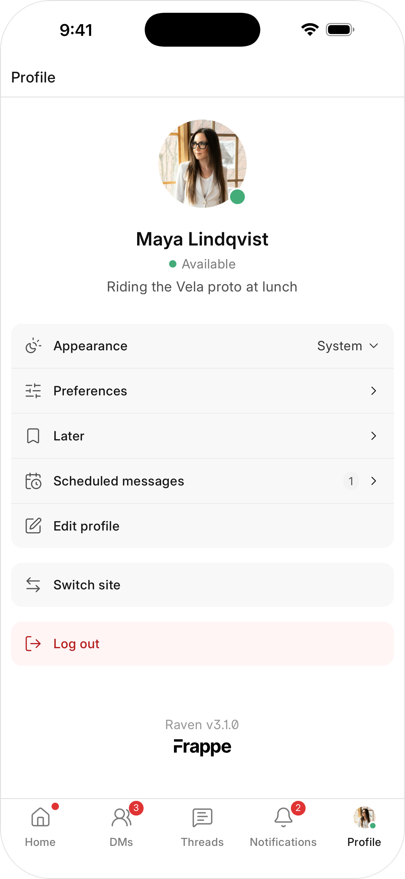 The Profile tab