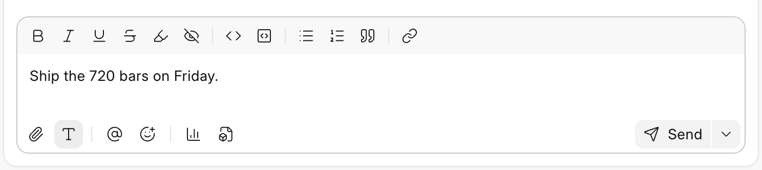 The formatting bar above the message box