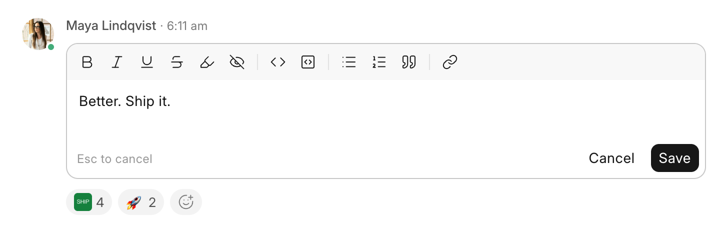 A message open for editing