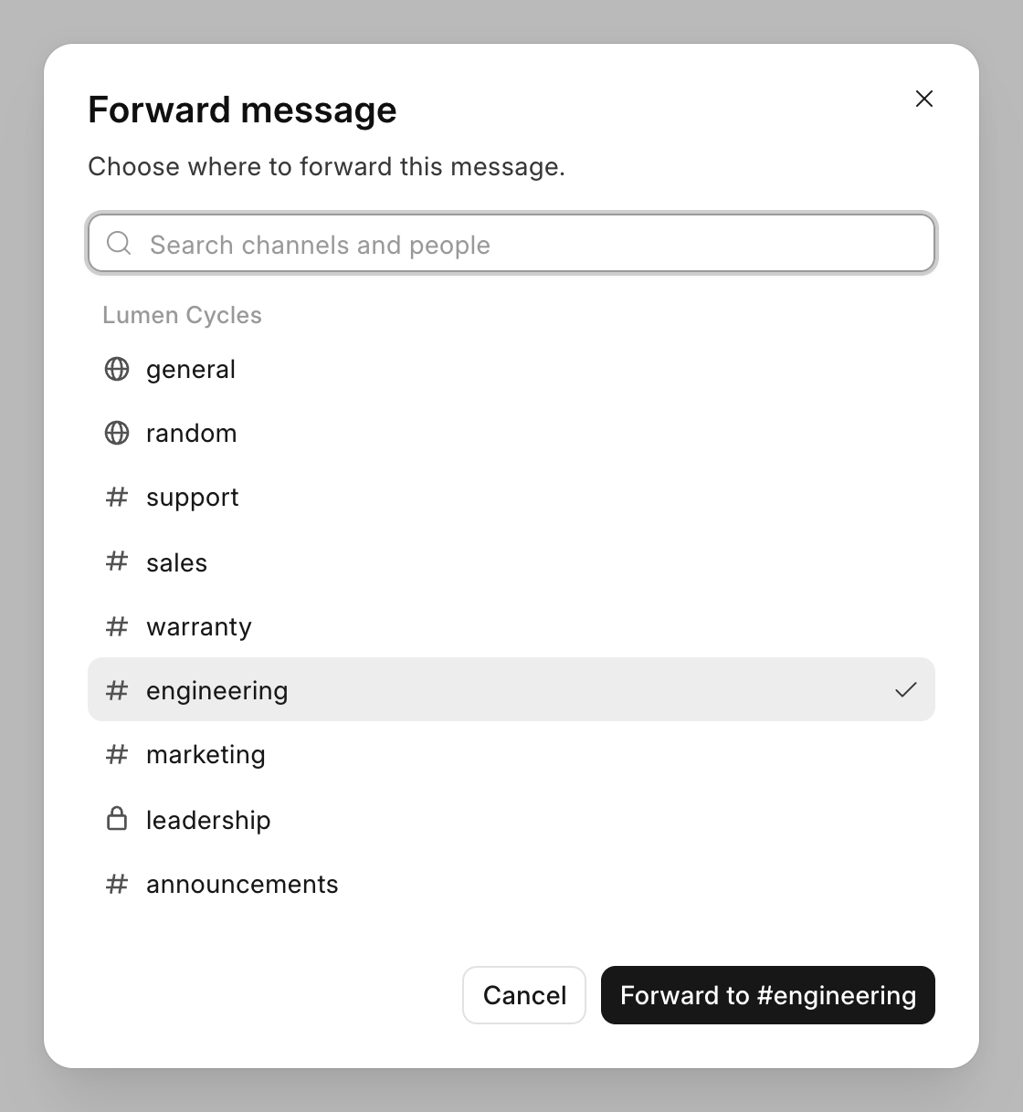 Forwarding a message to a channel