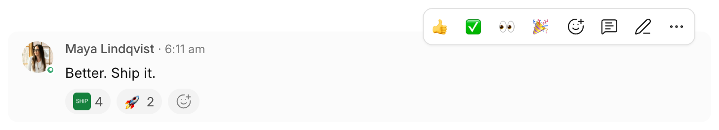 The bar on a message you point to