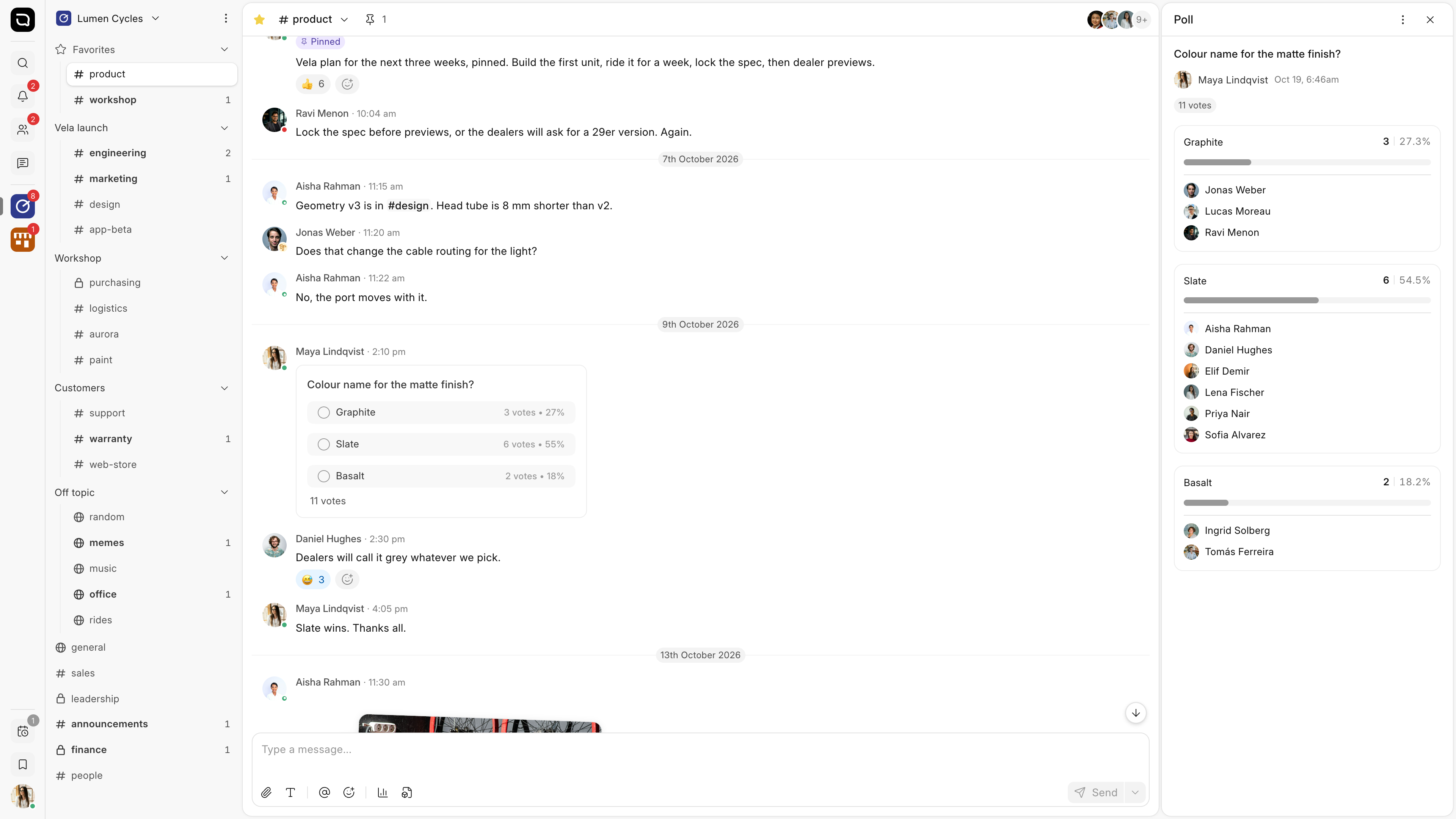 The poll details next to the channel