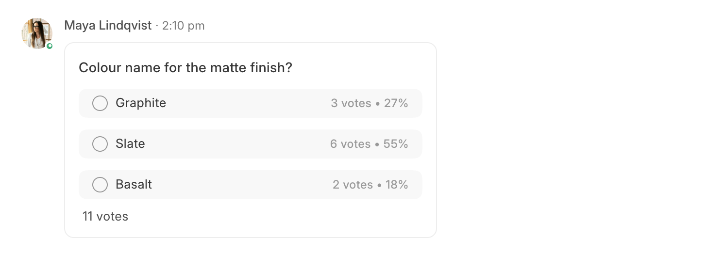 A poll in a channel