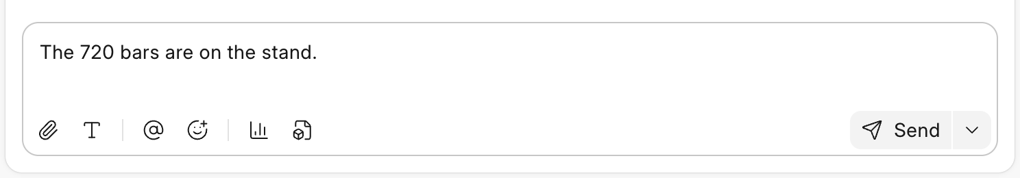 A message typed in the message box