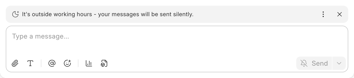 The banner and Send button with Always send silently