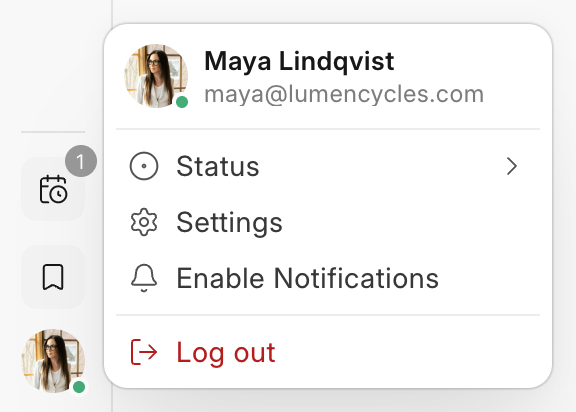 The menu under your photo