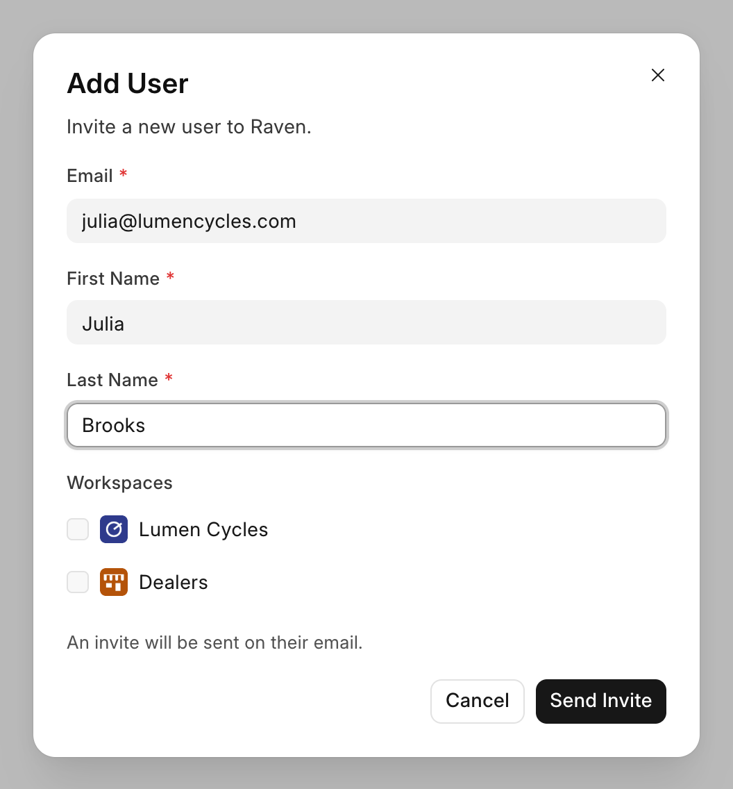 The Add User dialog