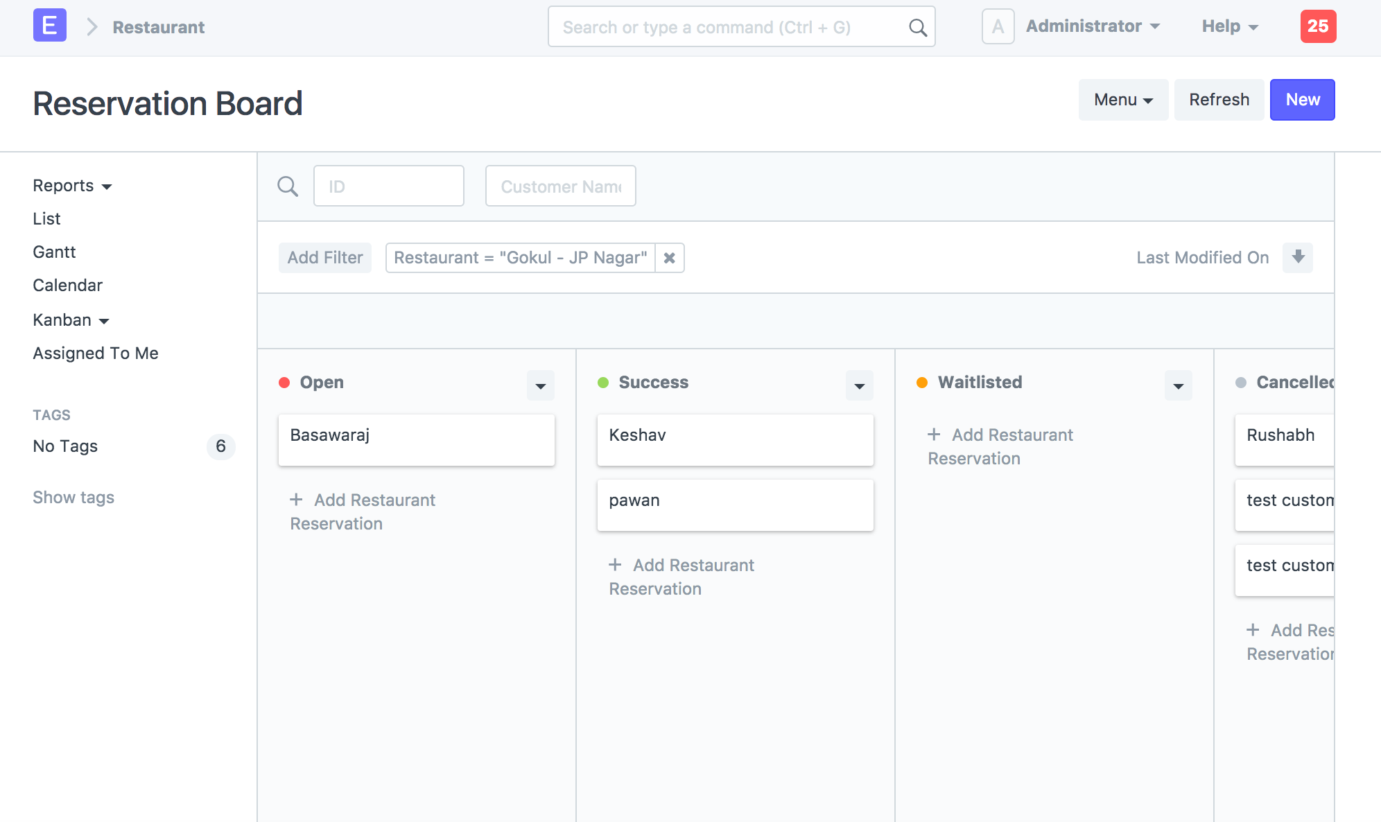 Reservation Kanban Board