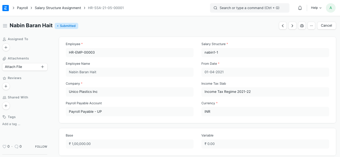 Salary Structure Assignment