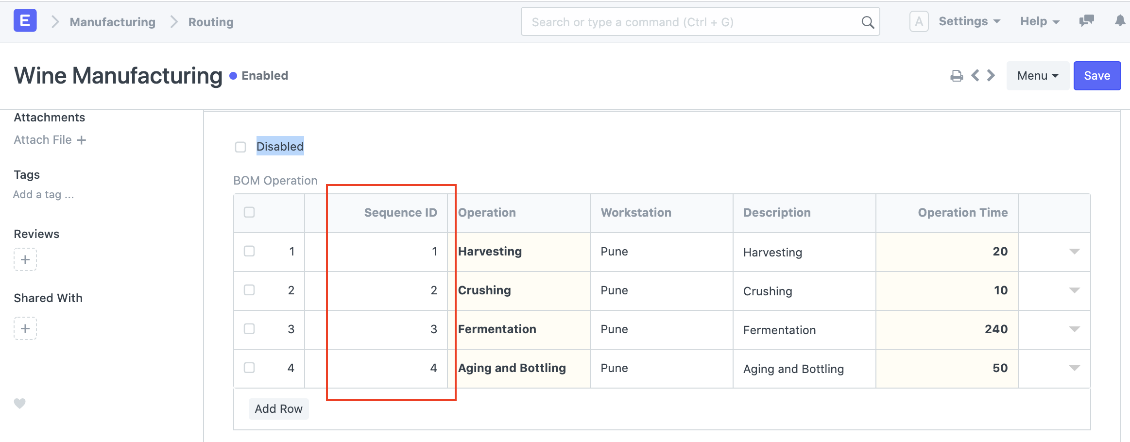 Routing Sequence ID