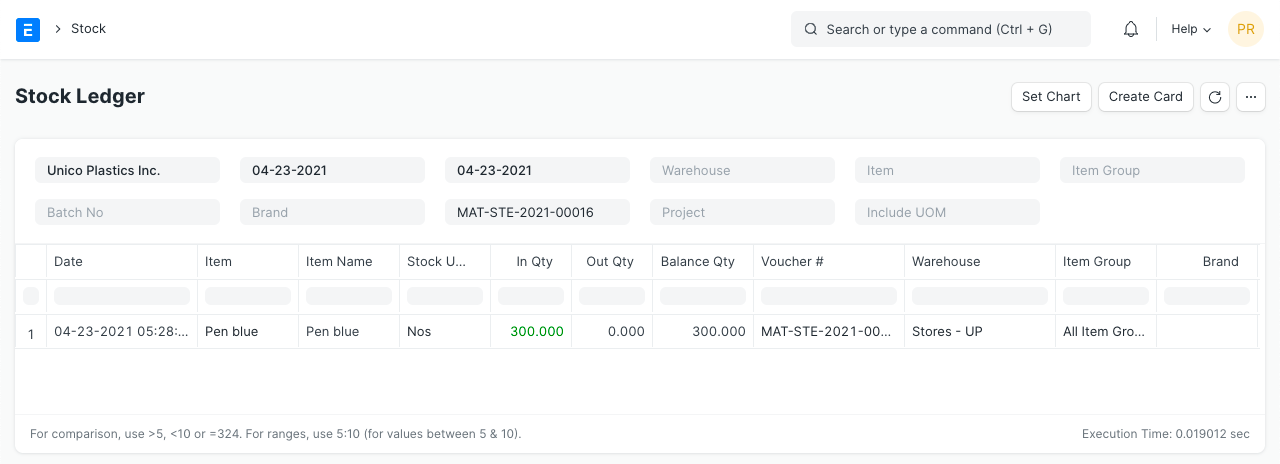 Stock Ledger Report