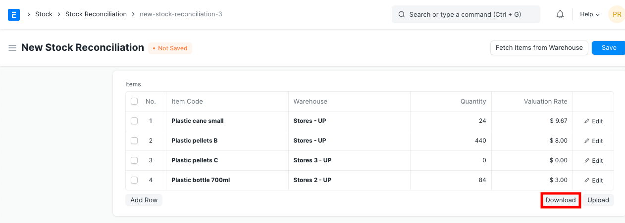 Stock Reconciliation