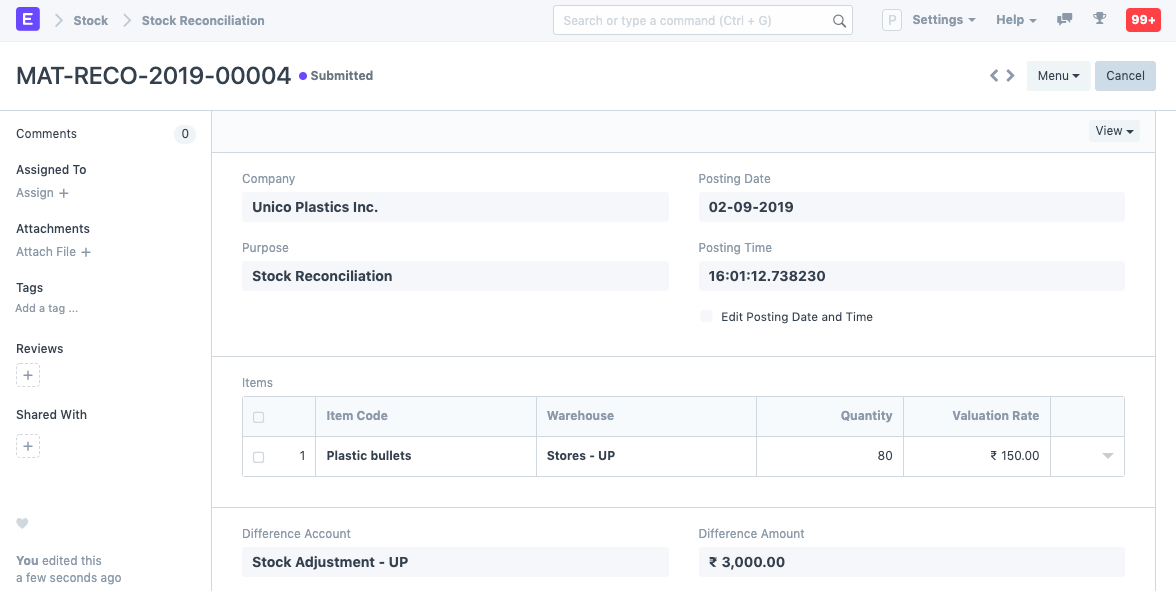 Stock Reconciliation