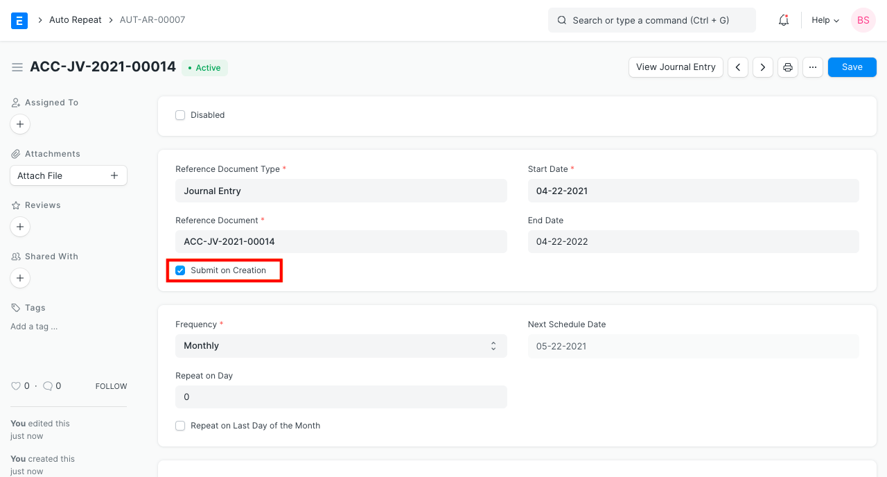 Auto Repeat Submit on Creation
