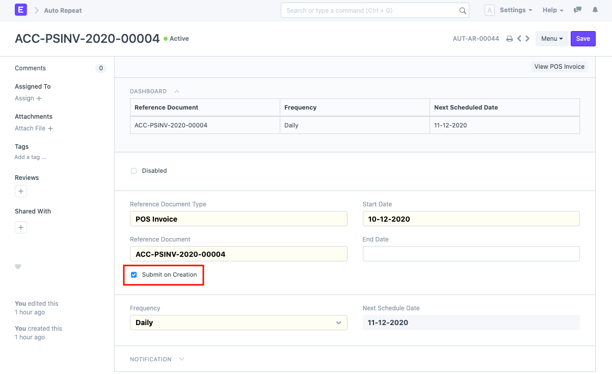 Auto Repeat Submit on Creation
