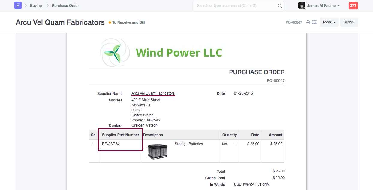 Supplier Item Code in transaction