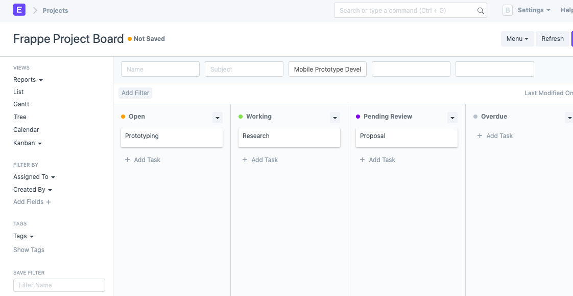 Task - Kanban View