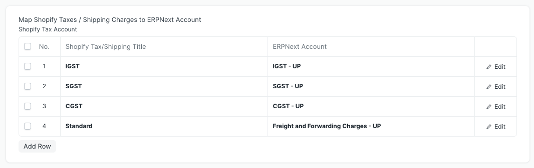 Shopify tax mapping