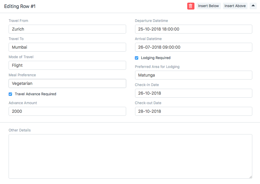 Travel Request Itinerary