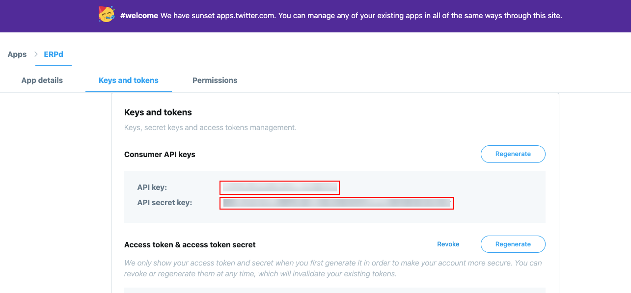 Twitter Keys Tokens