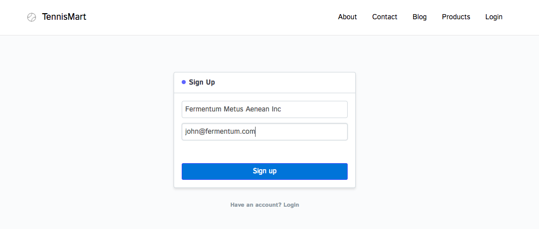 Website User Signup