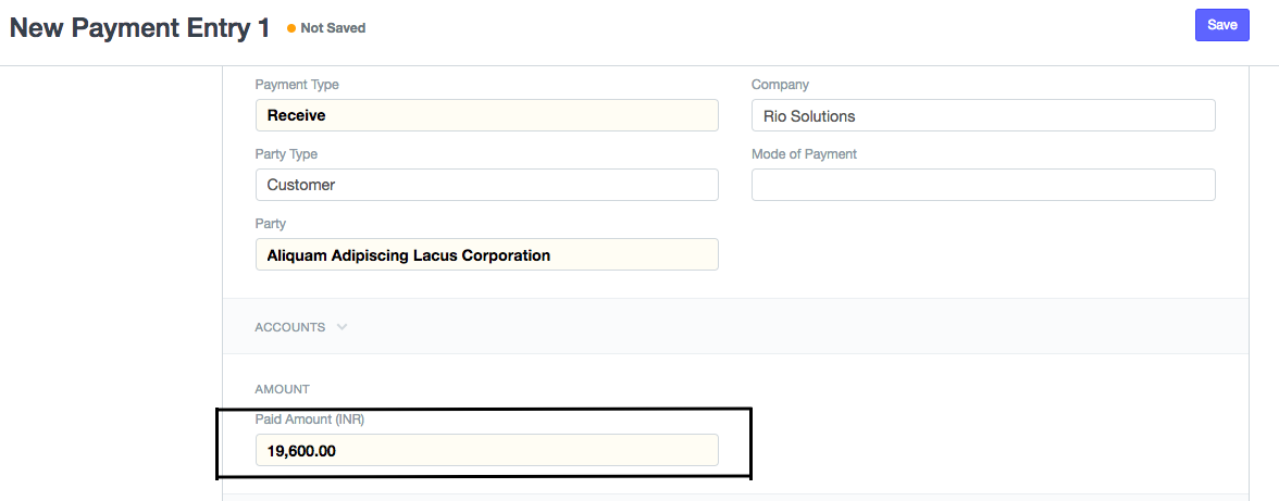 Sales Invoice Payment Amount