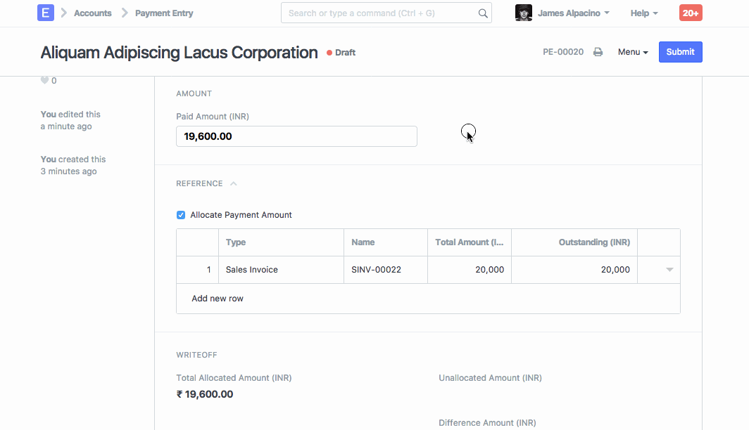 Deduction/Loss Account