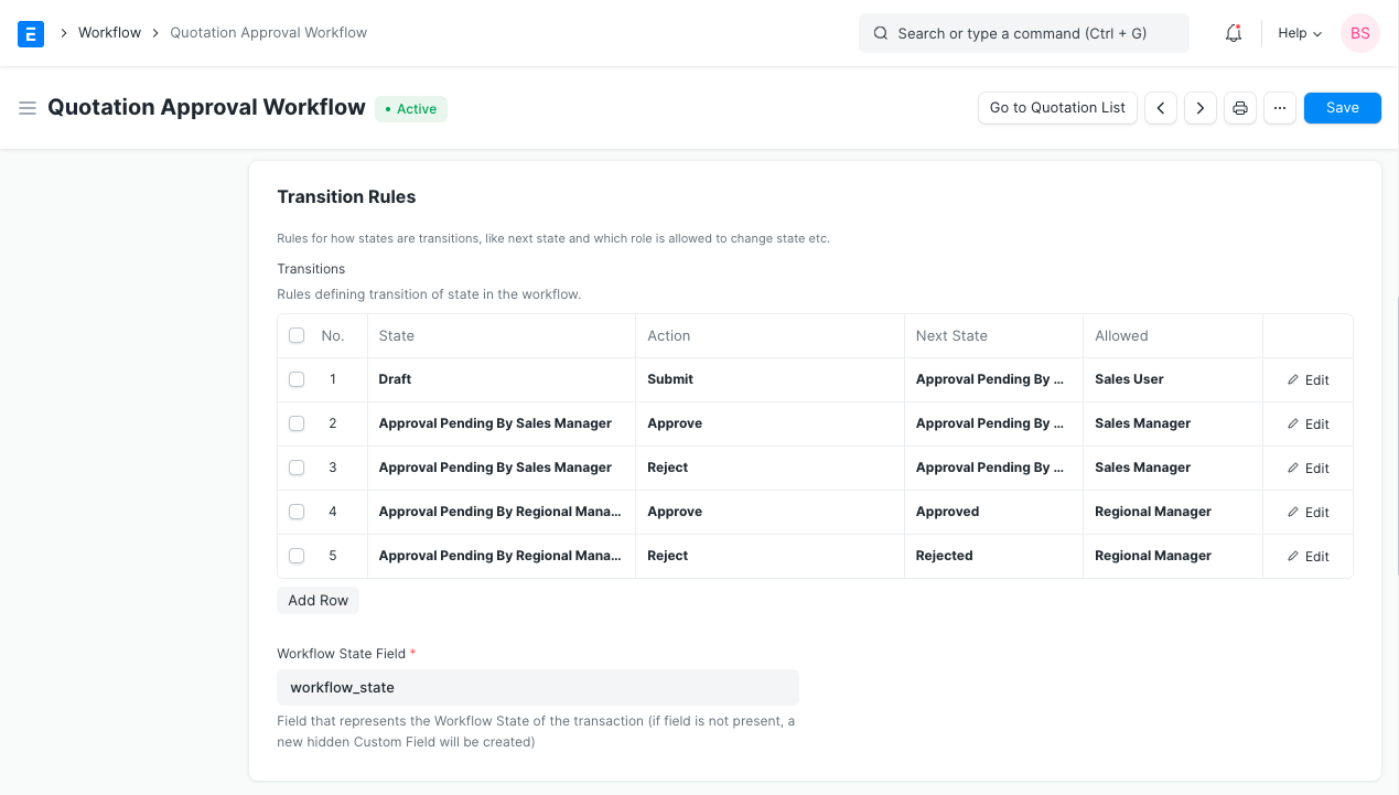 Workflow Transition Rules